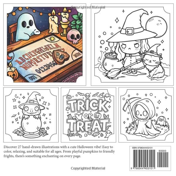 Cute & Haunted Halloween: 27 hand-drawn, cute and spooky Halloween scenes for all ages to color. (Cute & Easy)