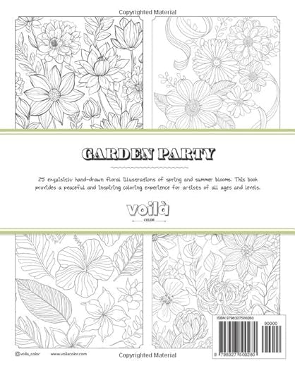 Garden Party: 25 Chic, hand-drawn floral illustrations to color